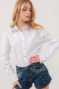 EMBELLISHED WHITE BLOUSE