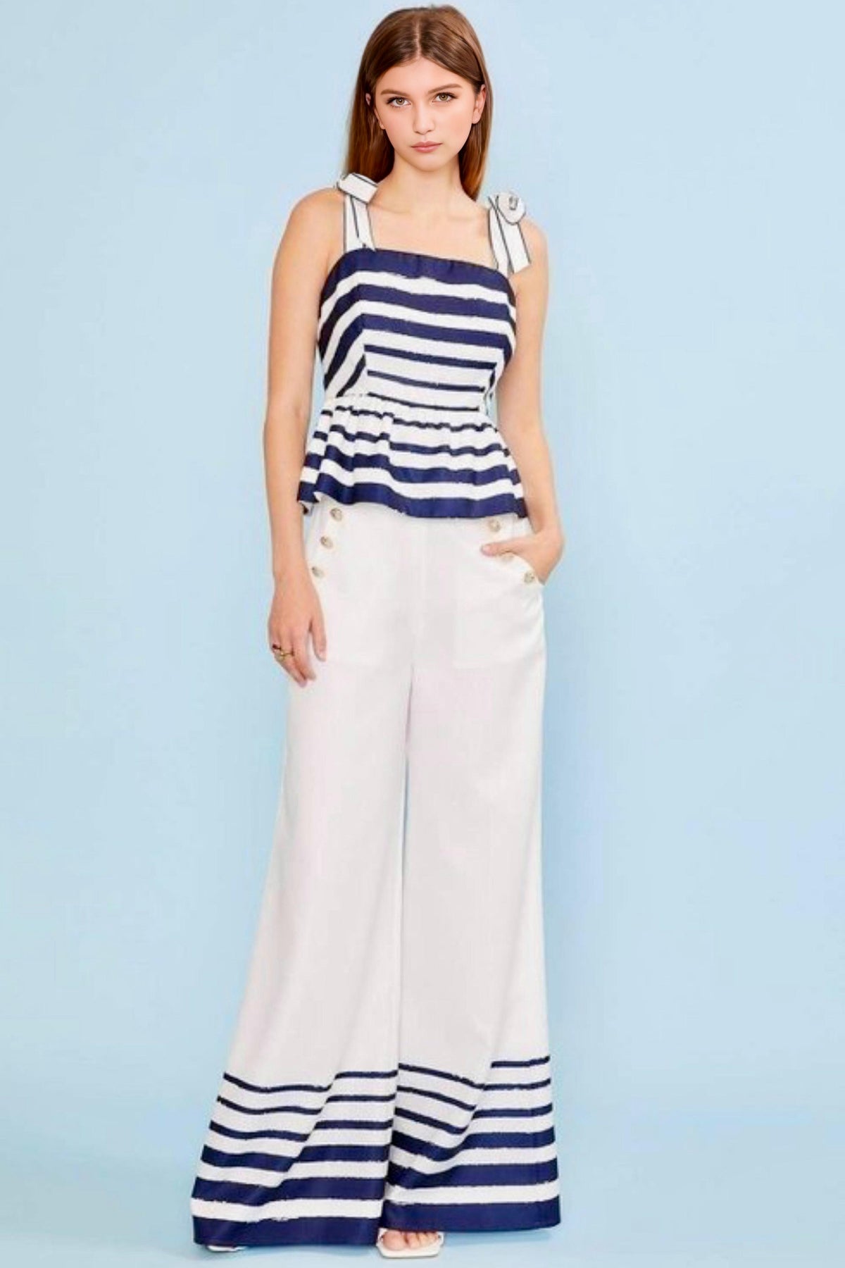 WHITE WIDE FIT PANT