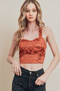 TROPICAL SATIN CROP TOP